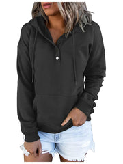 Women's Fashion Ladies Temperament Elegant Commuter Solid Color Pullover Hooded Drawstring Insert Pockets Sweater