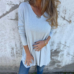 🔥Women's Cozy Knit Long Sleeve Tunic Top with Side Slits