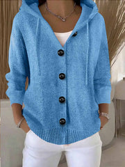 Women's Casual Hooded Long Sleeve Button Cardigan Sweater