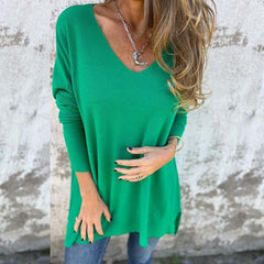 🔥Women's Cozy Knit Long Sleeve Tunic Top with Side Slits
