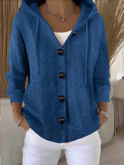 Women's Casual Hooded Long Sleeve Button Cardigan Sweater
