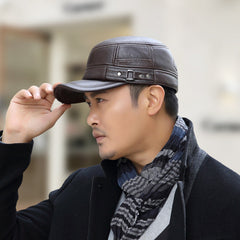🔥Black Friday Sales - 49% OFF🔥PU Leather Flat Top Warm Baseball Cap
