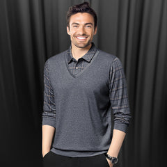 🎉Black Friday - Early Bird Price🎁Men's Faux Two-Piece Long Sleeve Top
