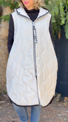 Sleeveless Winter Long Hooded Jacket Oversized Puffer Coat