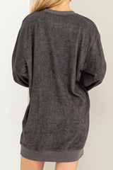 FLEECE OVERSIZED SWEATSHIRT MINI DRESS