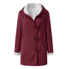 Women's Coat Solid Color Casual Button Cardigan Warm Mid-Length Hooded Pocket