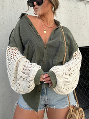 2024 New Boho Crochet Sleeve Shacket (Buy 2 Free Shipping)