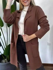 Women's Lapel fleece Long Sleeve Coat