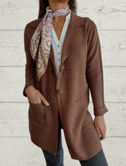 Women's Lapel fleece Long Sleeve Coat