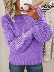 Women's Oversized Cotton Long Sleeve Stylish Casual Soft Solid Sweater