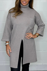 Women's Casual Solid Color Irregular Knit Top