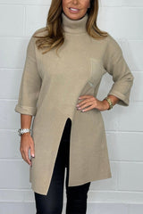 Women's Casual Solid Color Irregular Knit Top