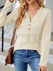Buttoned Loose Casual T-Shirt