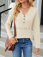 Buttoned Loose Casual T-Shirt