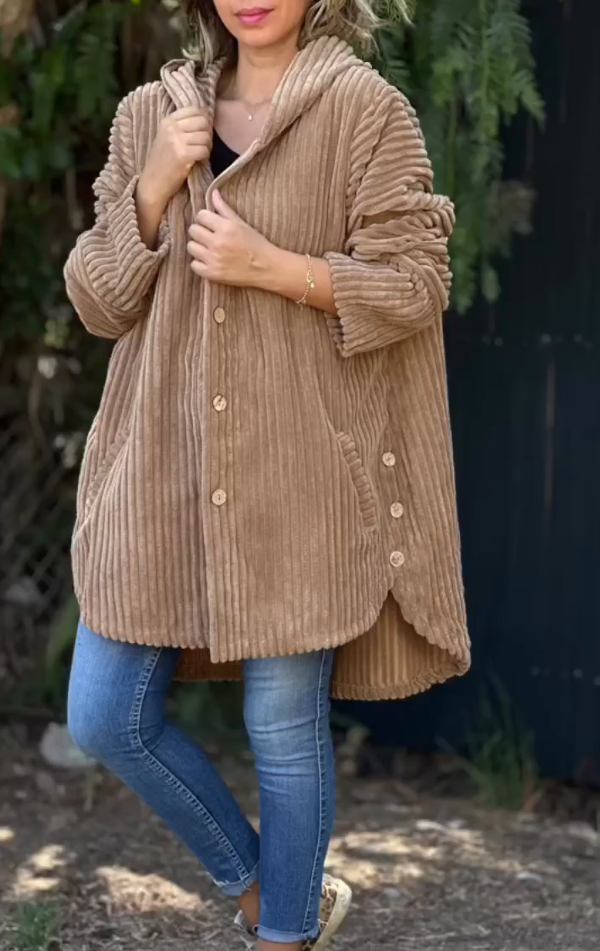 Women's Corduroy Casual Soft Hoodie Jacket