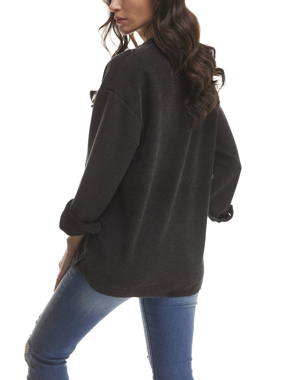 Waffle Knit Cozy Shirt Jacket