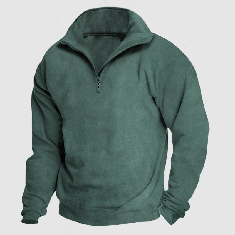 Men's Casual Loose Zipper Suede Pullover Shirt ( NEW )