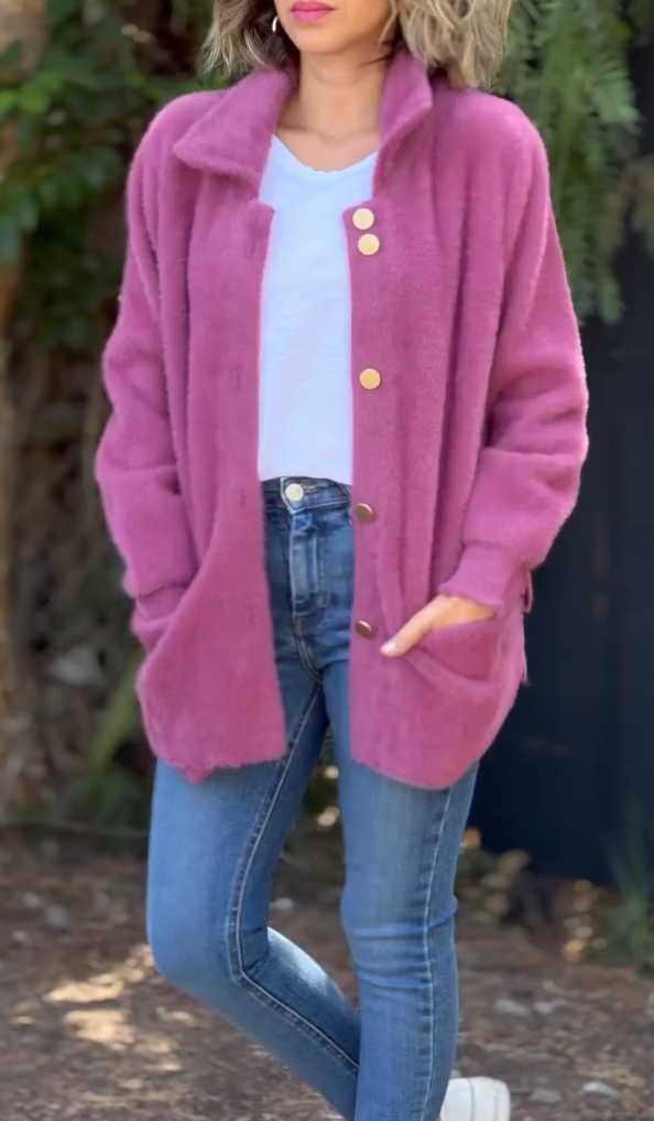 Warm Plush Fleece Button Casual Coat Top