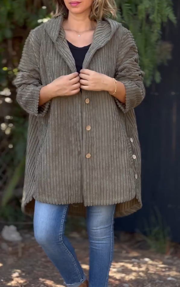 Women's Corduroy Casual Soft Hoodie Jacket