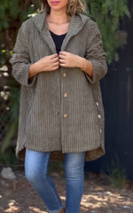 Women's Corduroy Casual Soft Hoodie Jacket