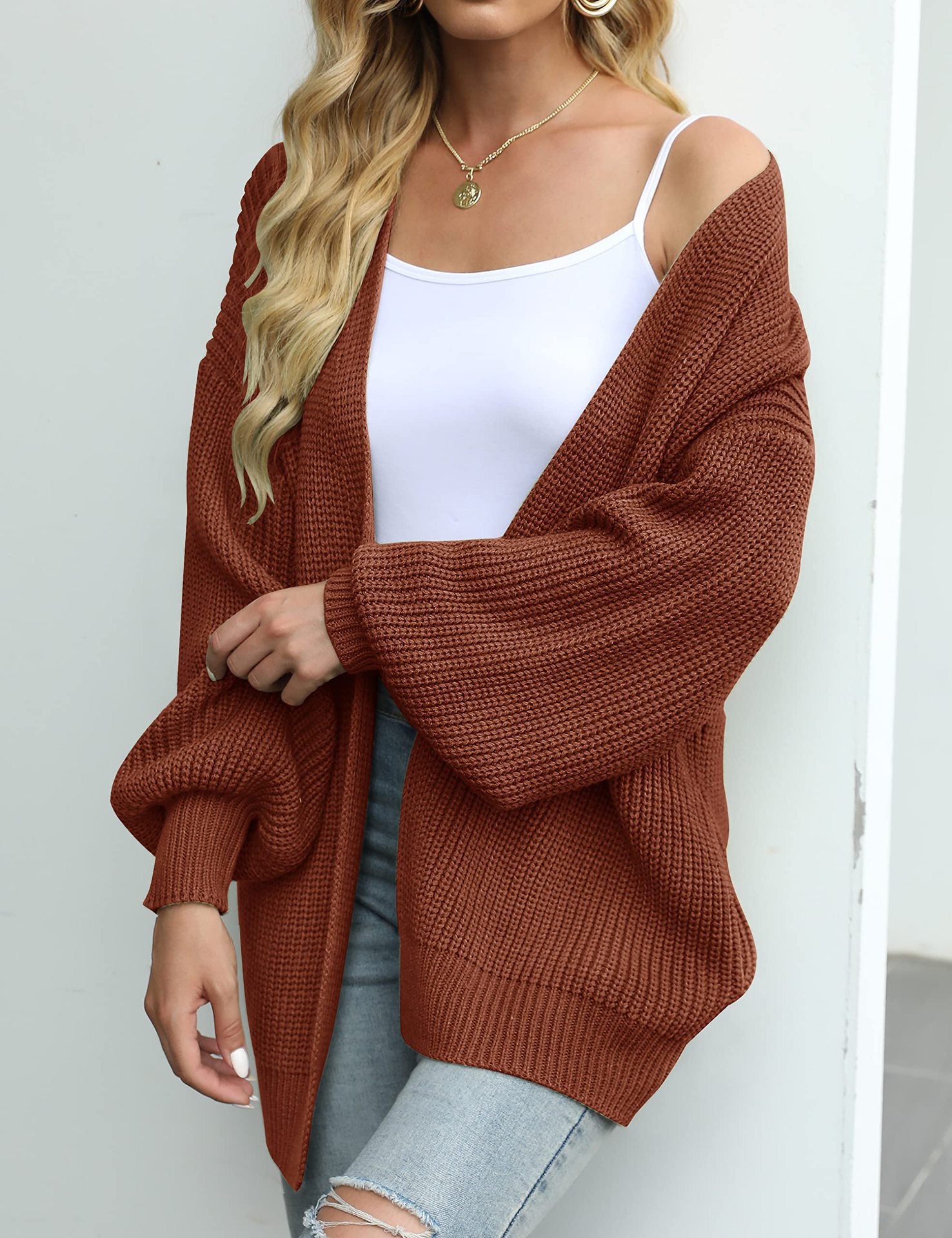 Women's Lantern Sleeve Cardigan with Pocket