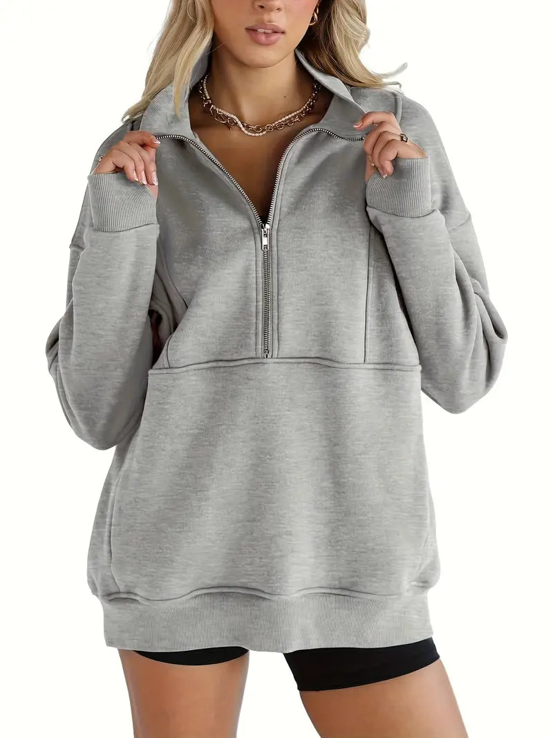 Solid color half-zip pullover sweatshirt (BUY 2 FREE SHIPPING)