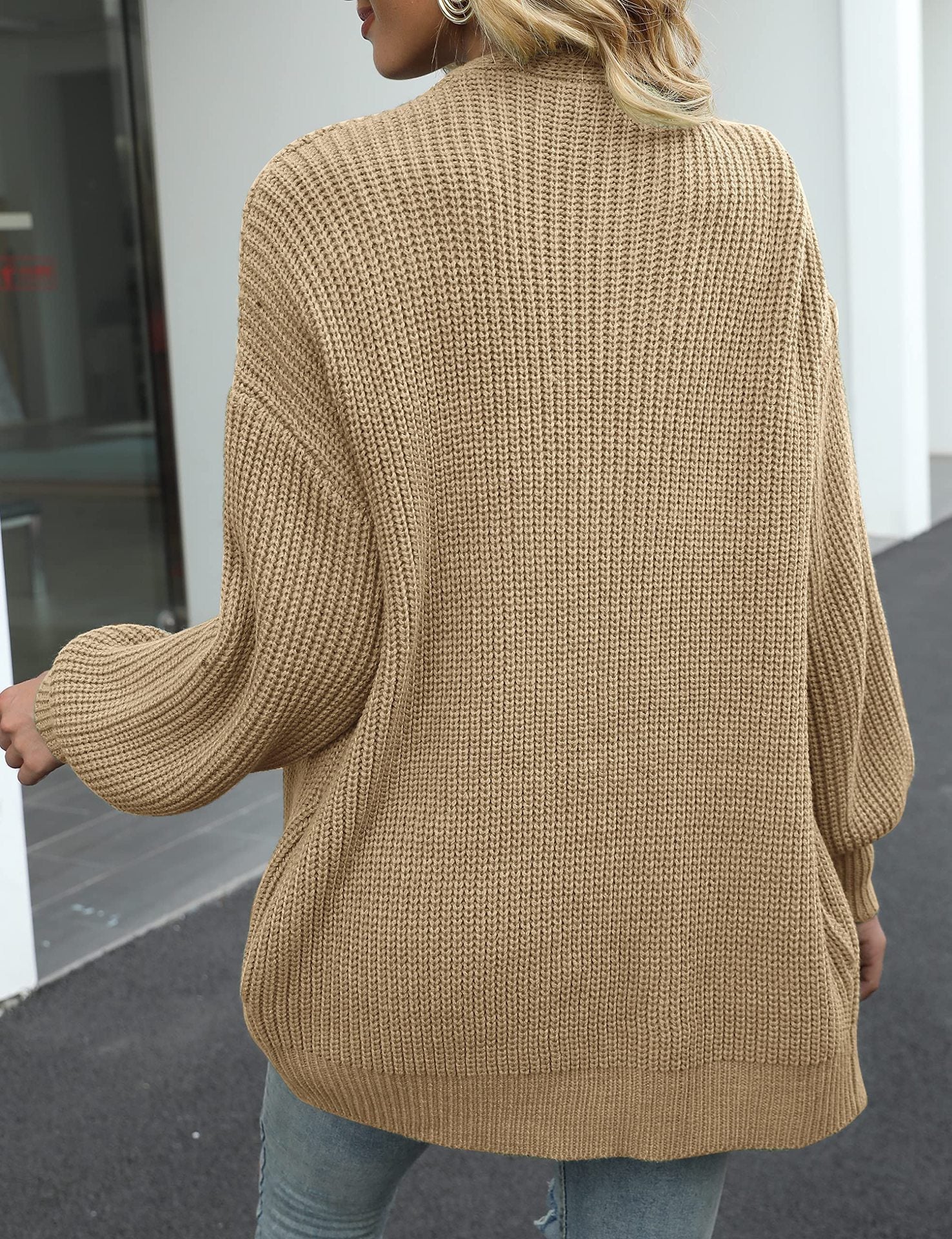 Women's Lantern Sleeve Cardigan with Pocket