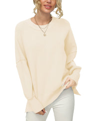 2023 Fall  Women Crewneck Batwing Sleeve  Pullover Sweater