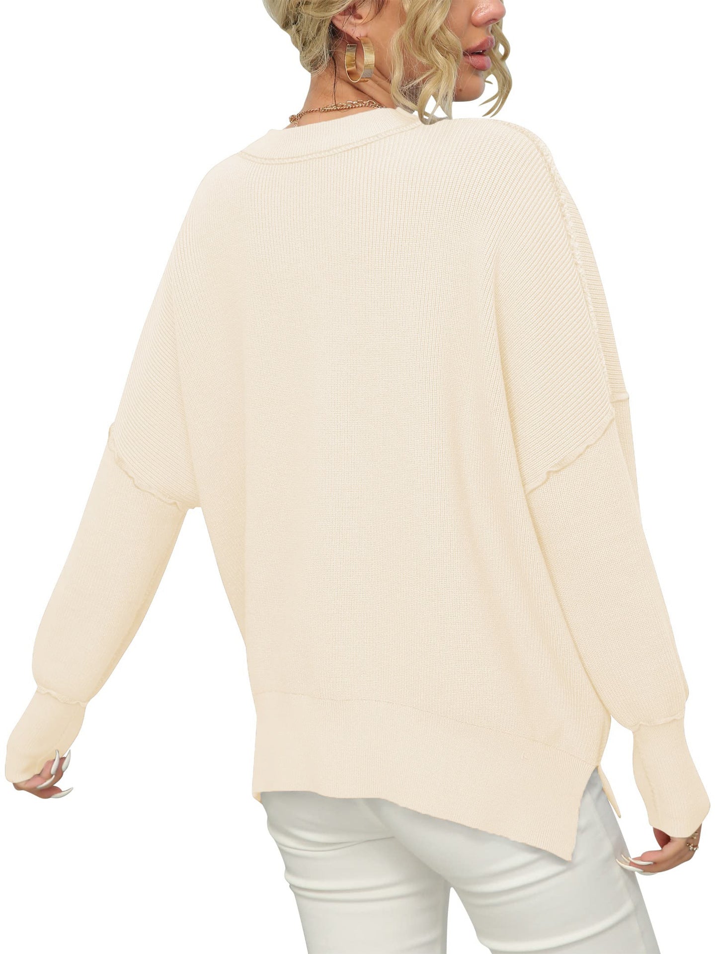 2023 Fall  Women Crewneck Batwing Sleeve  Pullover Sweater