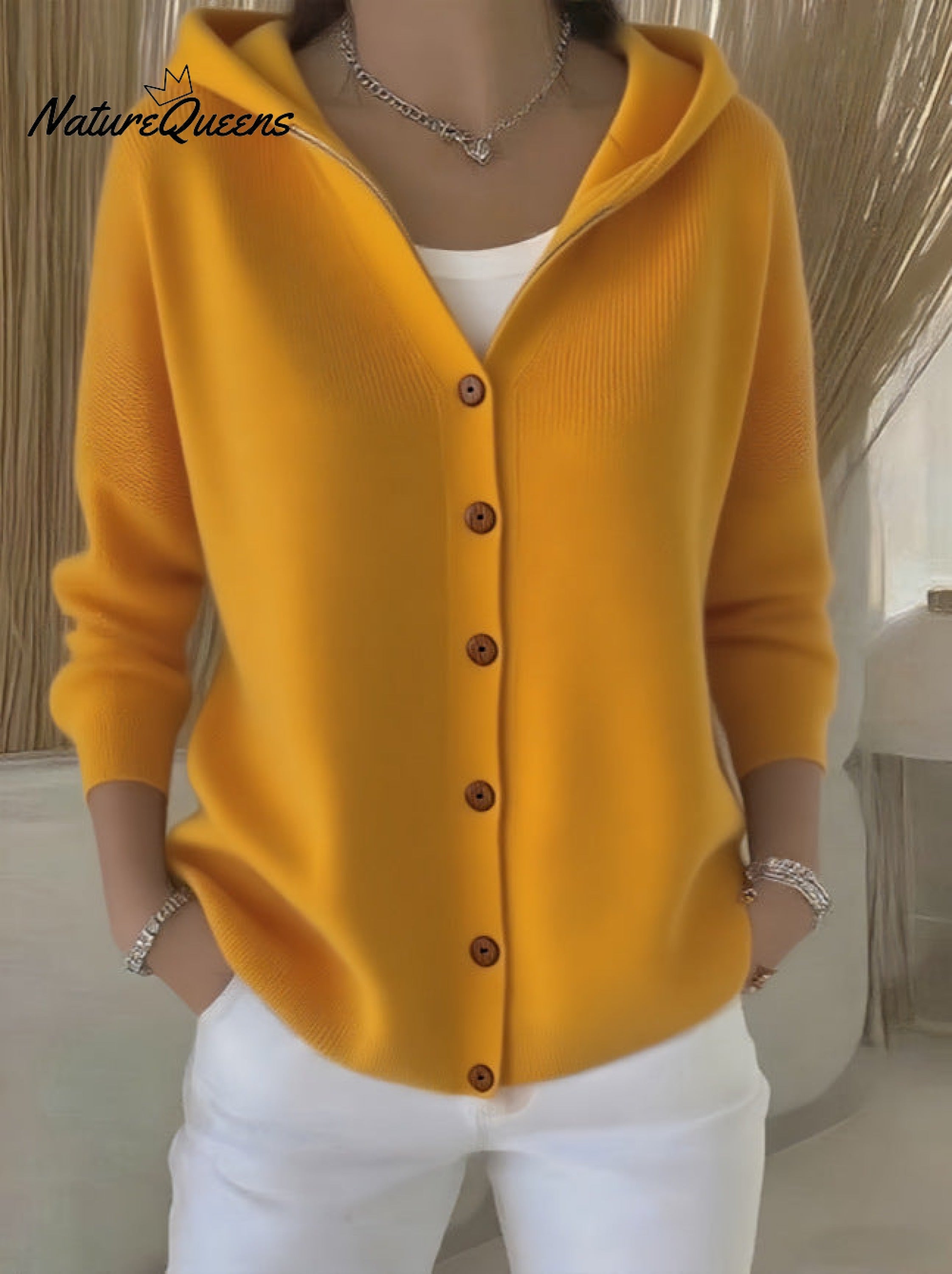 Women Cotton Plain Long Sleeve Comfy Casual Cardigan