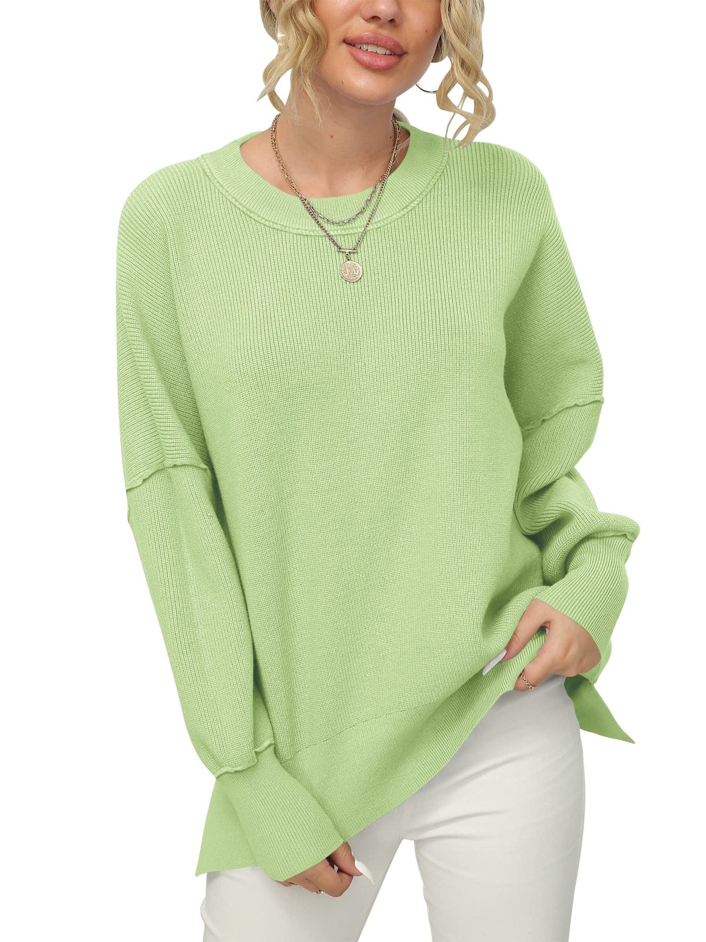 2023 Fall  Women Crewneck Batwing Sleeve  Pullover Sweater