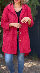 Women's Corduroy Casual Soft Hoodie Jacket