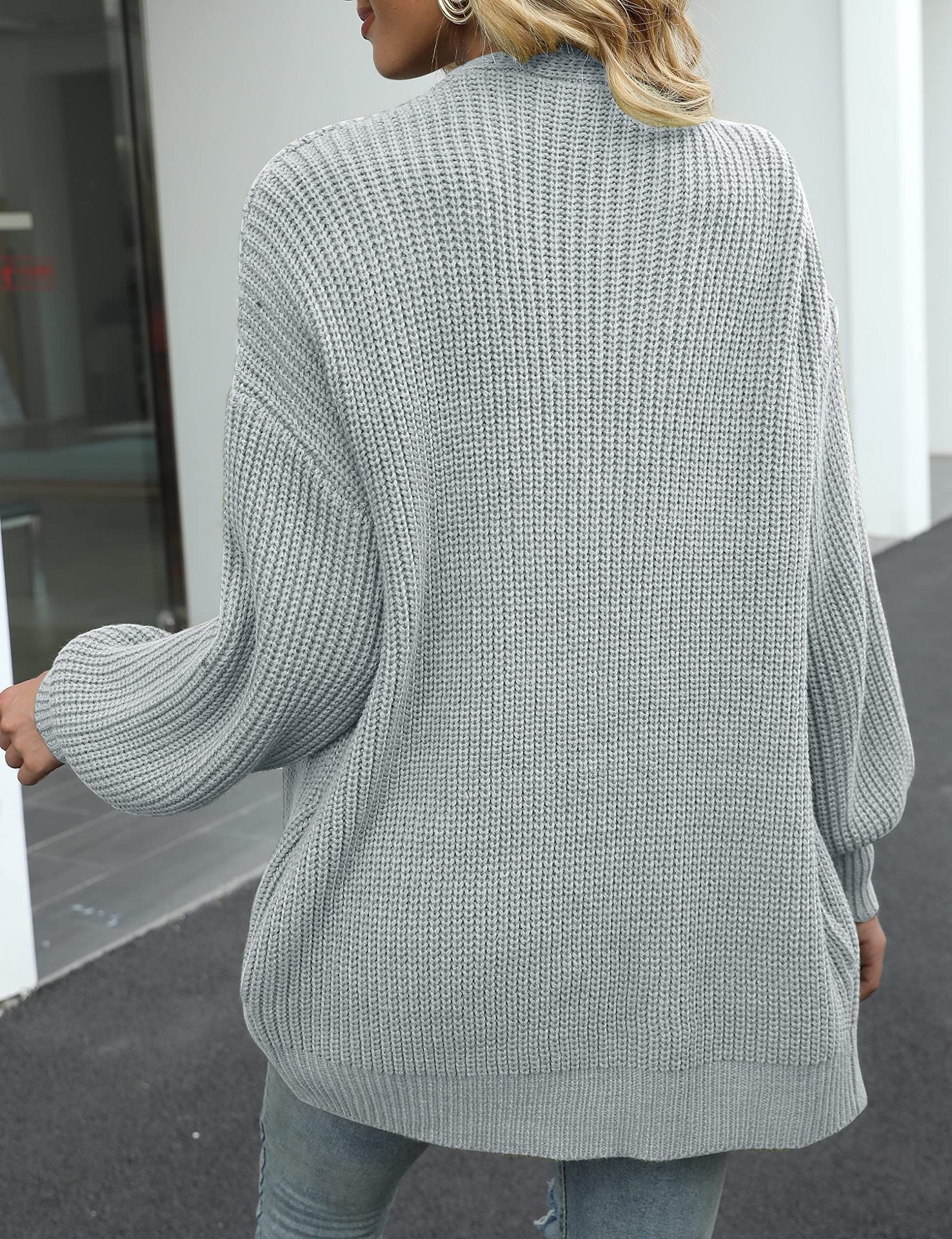 Women's Lantern Sleeve Cardigan with Pocket