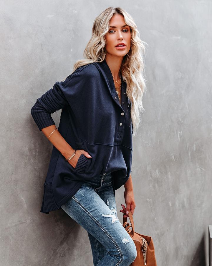 Oversized Pullover Sweatshirt with Pockets—Buy 2 Free Shipping