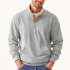 Men's Casual Long Sleeve Stand Collar Pullover Sweatshirts With Pocket