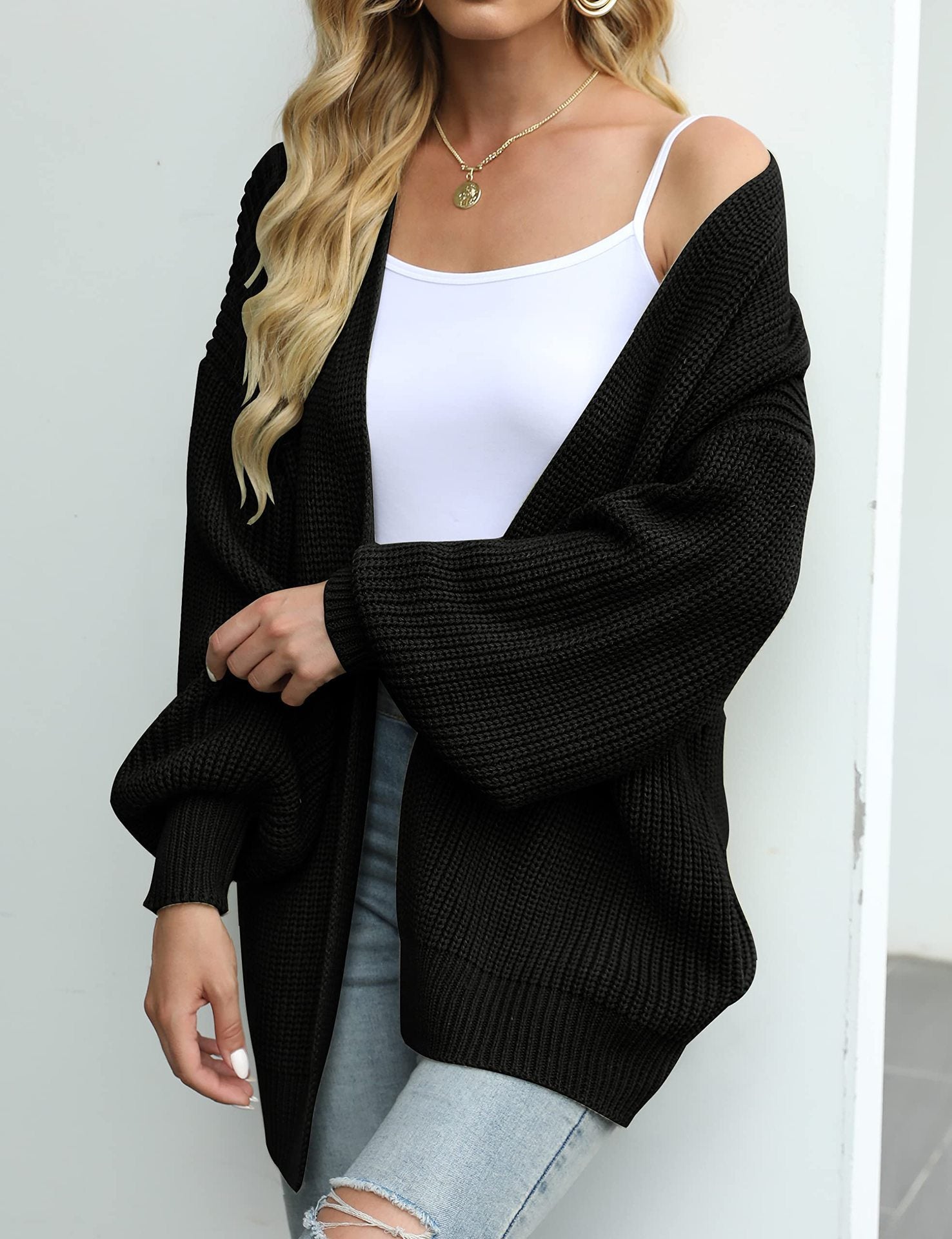 Women's Lantern Sleeve Cardigan with Pocket