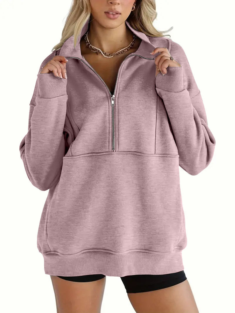 Solid color half-zip pullover sweatshirt (BUY 2 FREE SHIPPING)
