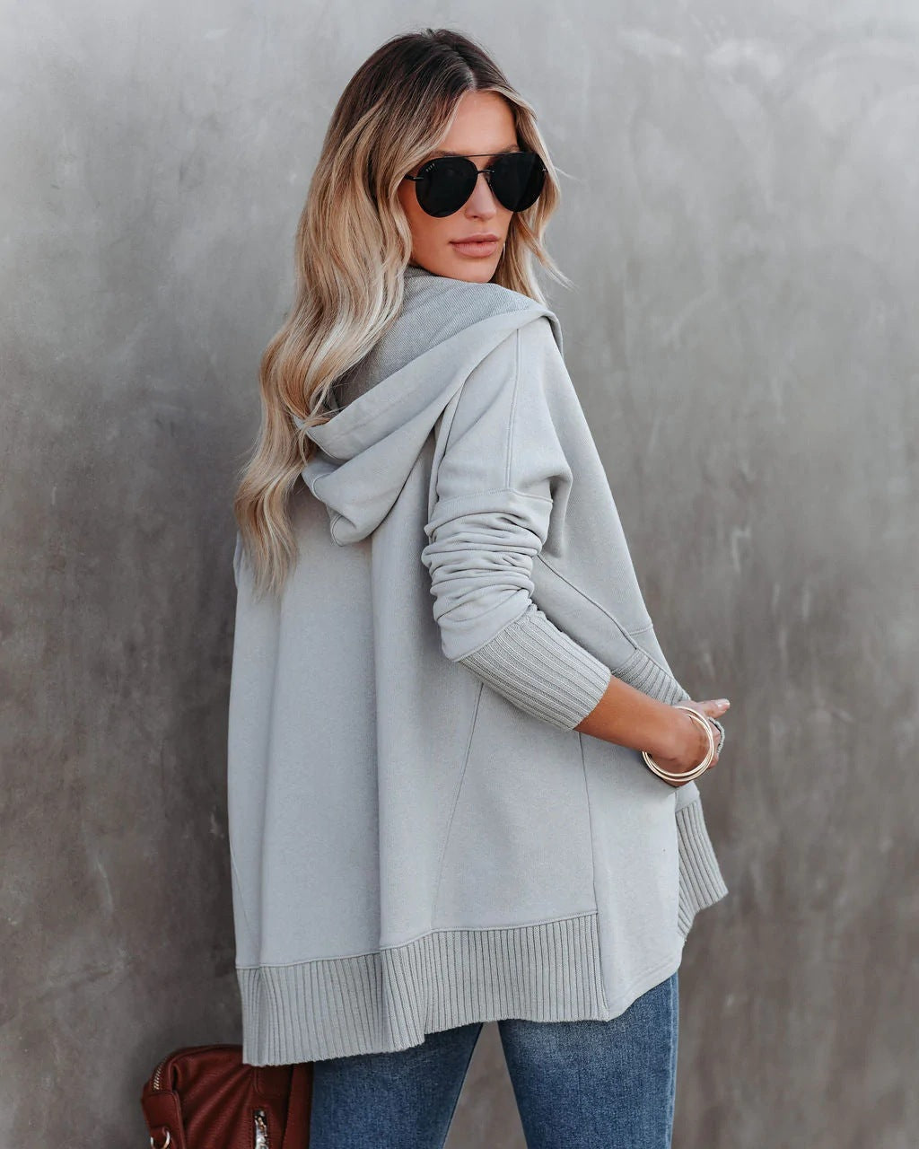 Oversized Pullover Sweatshirt with Pockets—Buy 2 Free Shipping