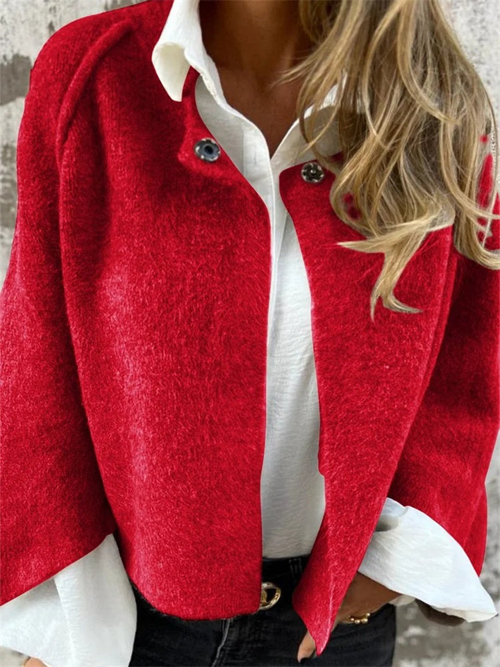 Women's Fall and Winter Loose Short Cashmere Long-sleeved Jacket