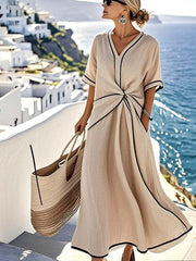 Women'S Loose Striped Print Dress