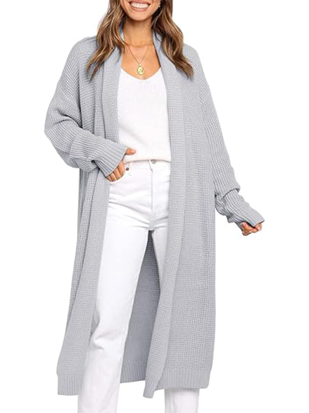 Women's Oversized Slouchy Knit Chunky Open Front Sweater Coat