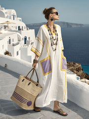 Ladies' V-neck Striped Casual Loose Dress