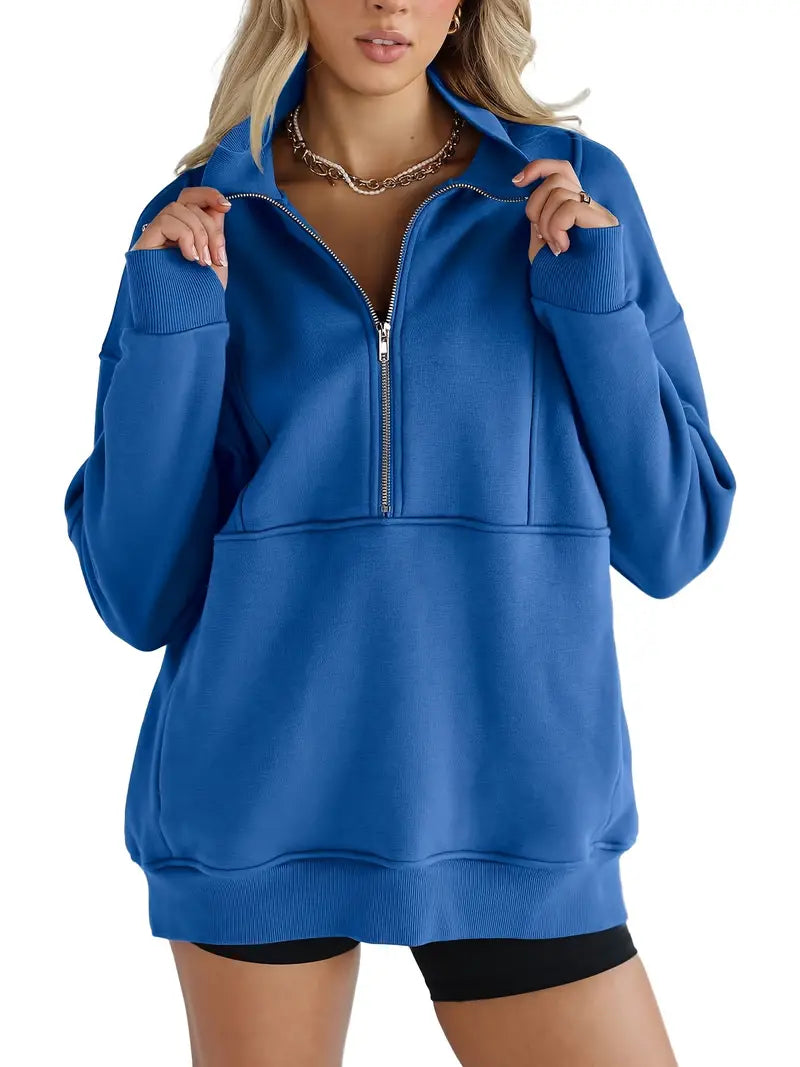 Solid color half-zip pullover sweatshirt (BUY 2 FREE SHIPPING)