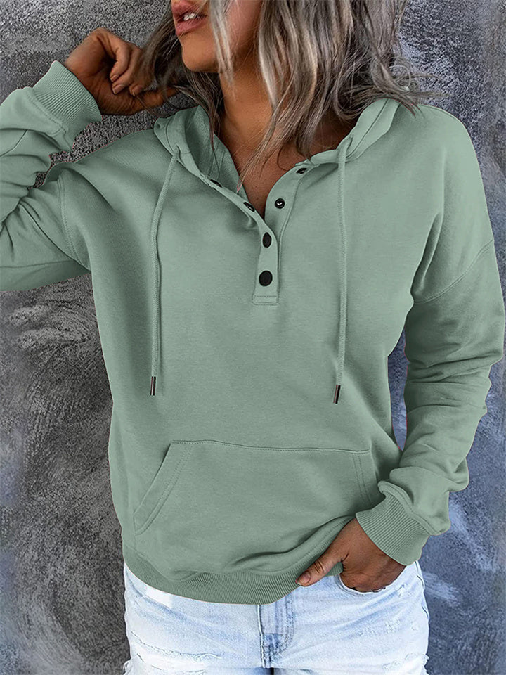 Women's Fashion Ladies Temperament Elegant Commuter Solid Color Pullover Hooded Drawstring Insert Pockets Sweater