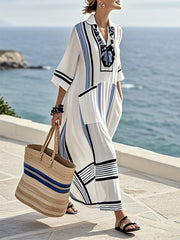 Women Summer Loose Striped Print Dress