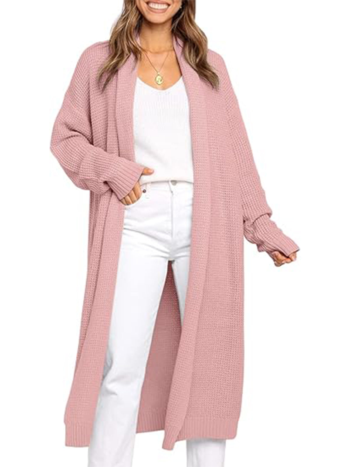 Women's Oversized Slouchy Knit Chunky Open Front Sweater Coat