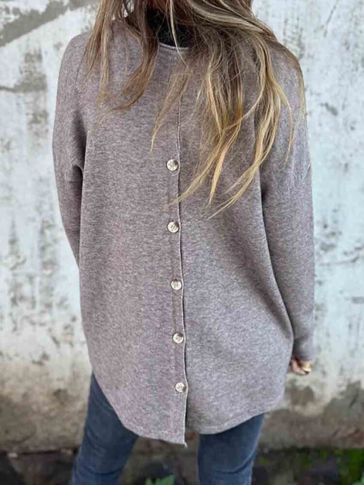 Fall Crew Neck Cotton Sweater Top