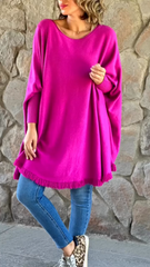 Casual Round Neck Long Lace Trim Pullover