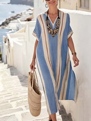 Women'S Loose Striped Print Dress