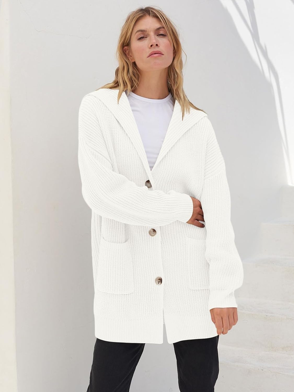 Women's Long Sleeve Button Lapel Oversized Cardigan